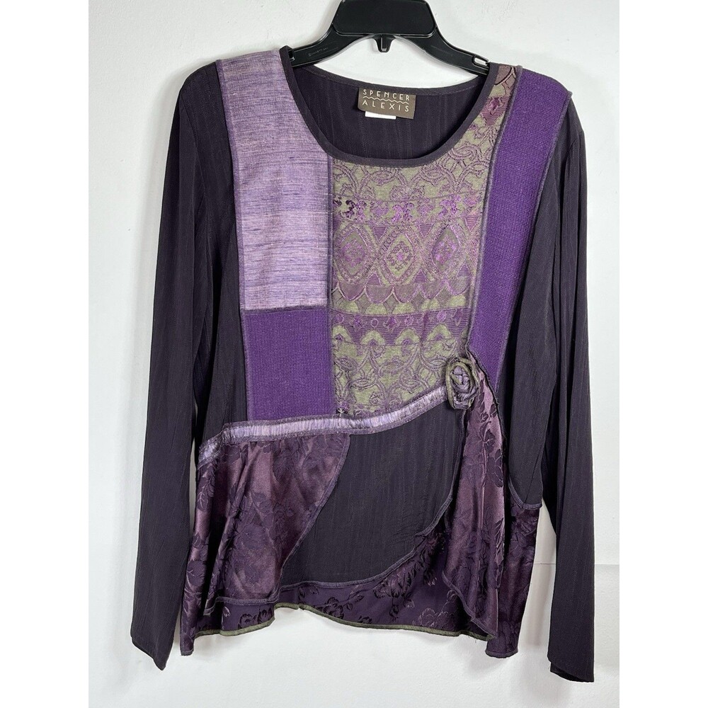 Alexis Spencer Silk Linen Boho Friends Phoebe Buffay Purple Embroidered VTG M